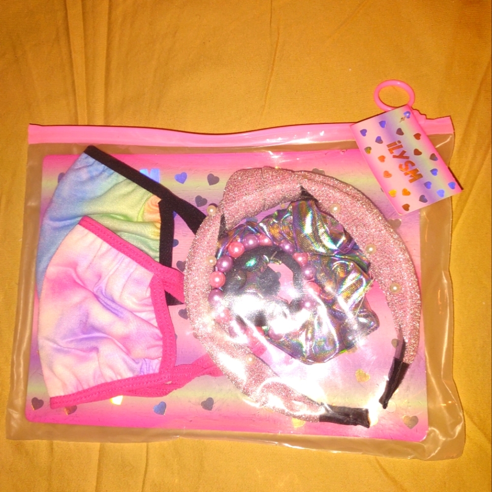Toddler Face mask Hair Accessory Bundle Set